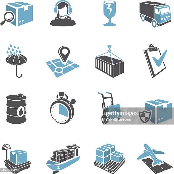 3 d versand-icon-set - box container stock-grafiken, -clipart, -cartoons und -symbole