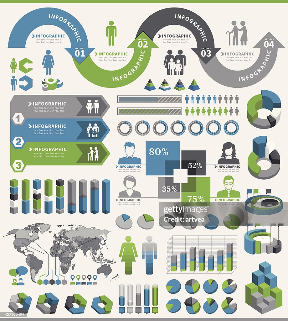 Tricolor infographic elements on white background