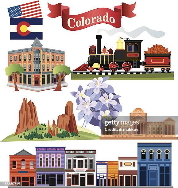 colorado symbols - fort collins stock illustrations