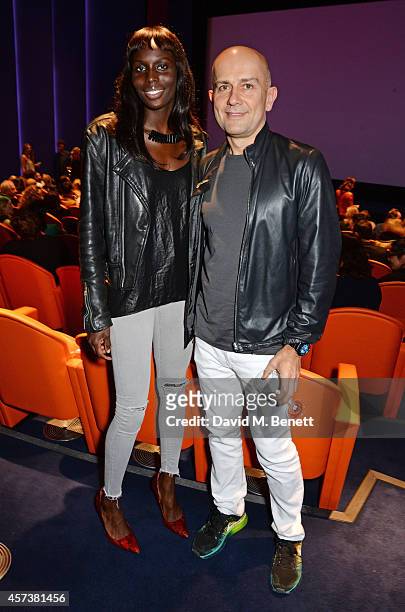 Marc Quinn and Jenny Bastet attend the VIP Gala Screening of "Marc Quinn: Making Waves" at the Ham Yard Hotel on October 17, 2014 in London, England.