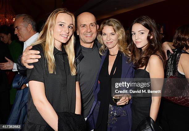 Hella Pohl, Marc Quinn and guests attend the VIP Gala Screening of "Marc Quinn: Making Waves" at the Ham Yard Hotel on October 17, 2014 in London,...