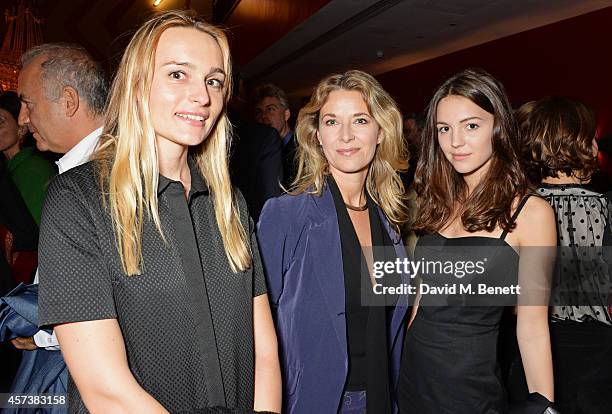 Hella Pohl, Louise Grob and Ella Grob attend the VIP Gala Screening of "Marc Quinn: Making Waves" at the Ham Yard Hotel on October 17, 2014 in...