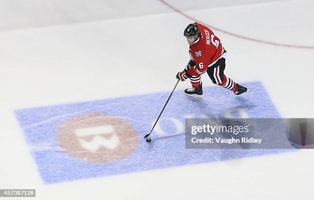 Luke Mercer of the Niagara Ice Dogs skates during an OHL game between the Belleville Bulls and the Niagara ice Dogs at the Meridian Centre on October...