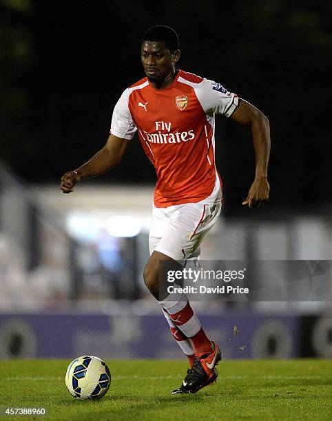 Abou Diaby of Arsenal during the match between Arsenal U21 and Blackburn U21 in the Barclays Premier U21 League at Meadow Park on October 17, 2014 in...