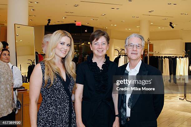 Nicole Lazaroff, Dennita Sewell, and John Stevens pose during the Barneys New York And Renee Parsons Invite You To Support Free Arts on October 16,...
