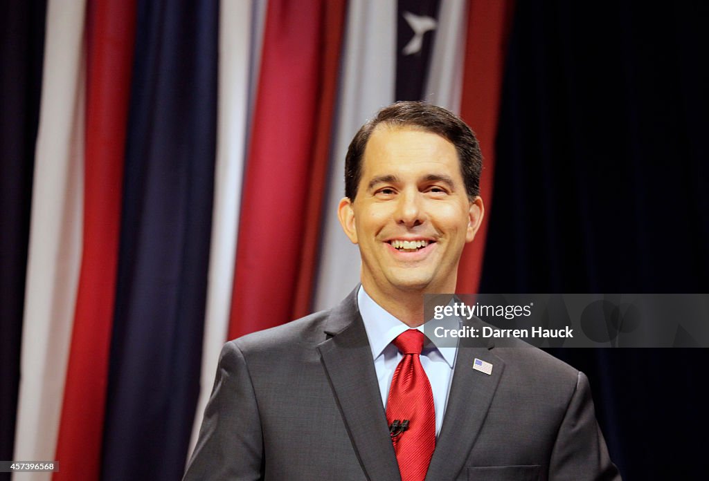 Gov. Walker And Democratic Challenger Mary Burke Debate In Milwaukee
