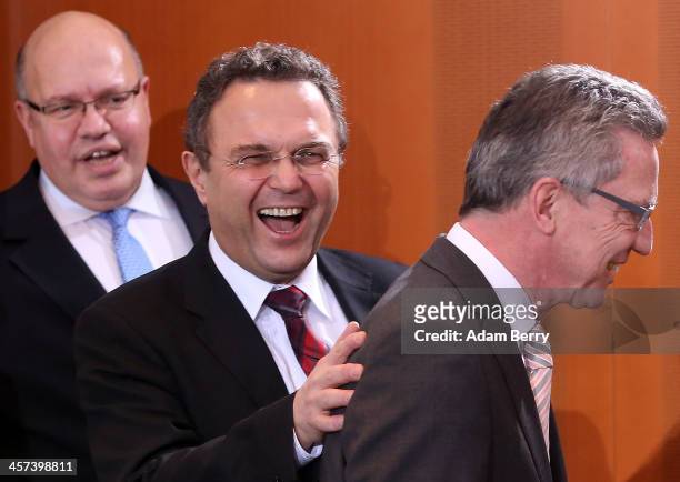 Minister of the Chancellery Peter Altmeier , Agriculture and Consumer Protection Minister Hans-Peter Friedrich , and Interior Minister Thomas de...
