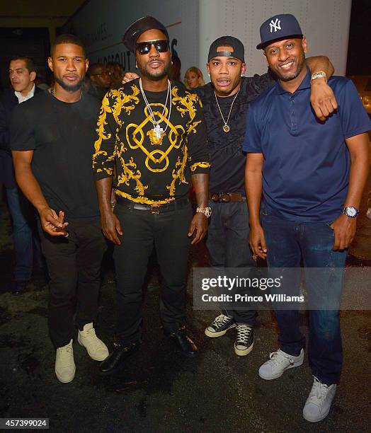 Usher, Young Jeezy, Nelly and Alex Gidewon attend Hip Hop Awards Grande Finale Hosted by Jeezy & Future at Velvet Room on September 21, 2014 in...