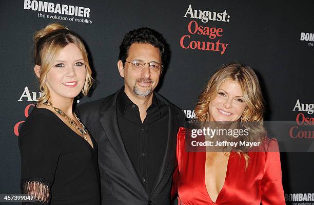 Producer Grant Heslov , daughter Olivia Heslov and wife Lysa Hayland arrive at the 'August: Osage County' - Los Angeles Premiere at Regal Cinemas...