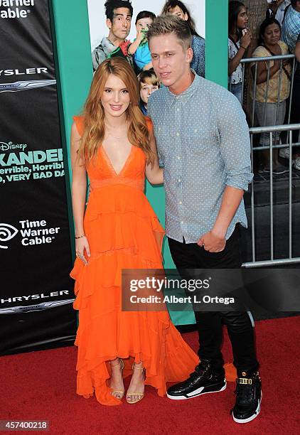 Actress Bella Thorne and Tristan Klier arrive for the Premiere Of Disney's "Alexander And The Terrible, Horrible, No Good, Very Bad Day" held at the...