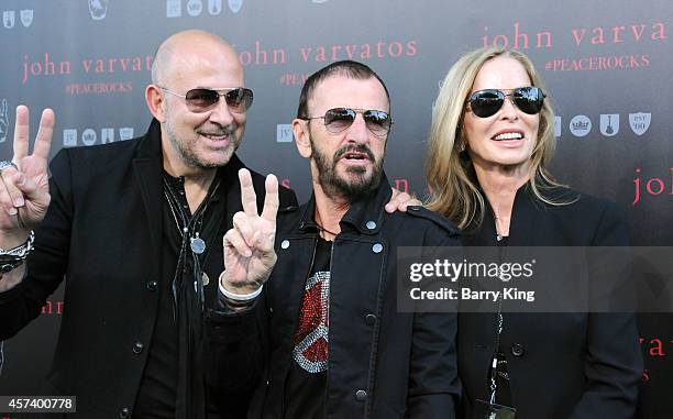 John Varvatos, musician Ringo Starr and Barbara Bach attend the International Peace Day celebration at John Varvatos on September 21, 2014 in Los...