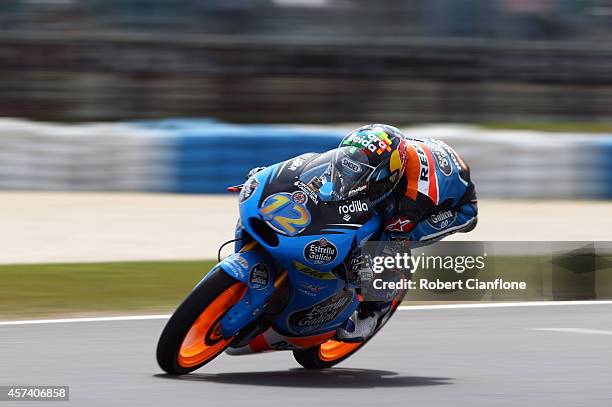 Alex Marquez of Spain rides the Estella Galica O.O Honda during qualifying for the 2014 MotoGP of Australia at Phillip Island Grand Prix Circuit on...
