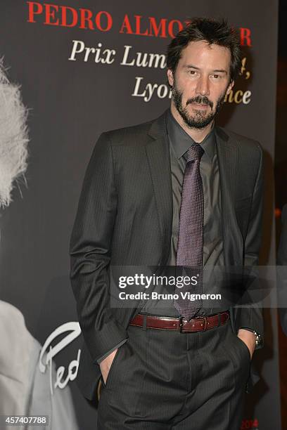 Keanu Reeves at gala in honor of Pedro Almodovar for the Lumiere Award 2014 on October 17, 2014 in Lyon, France.