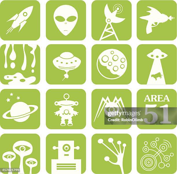 alien icons - crop circles stock illustrations