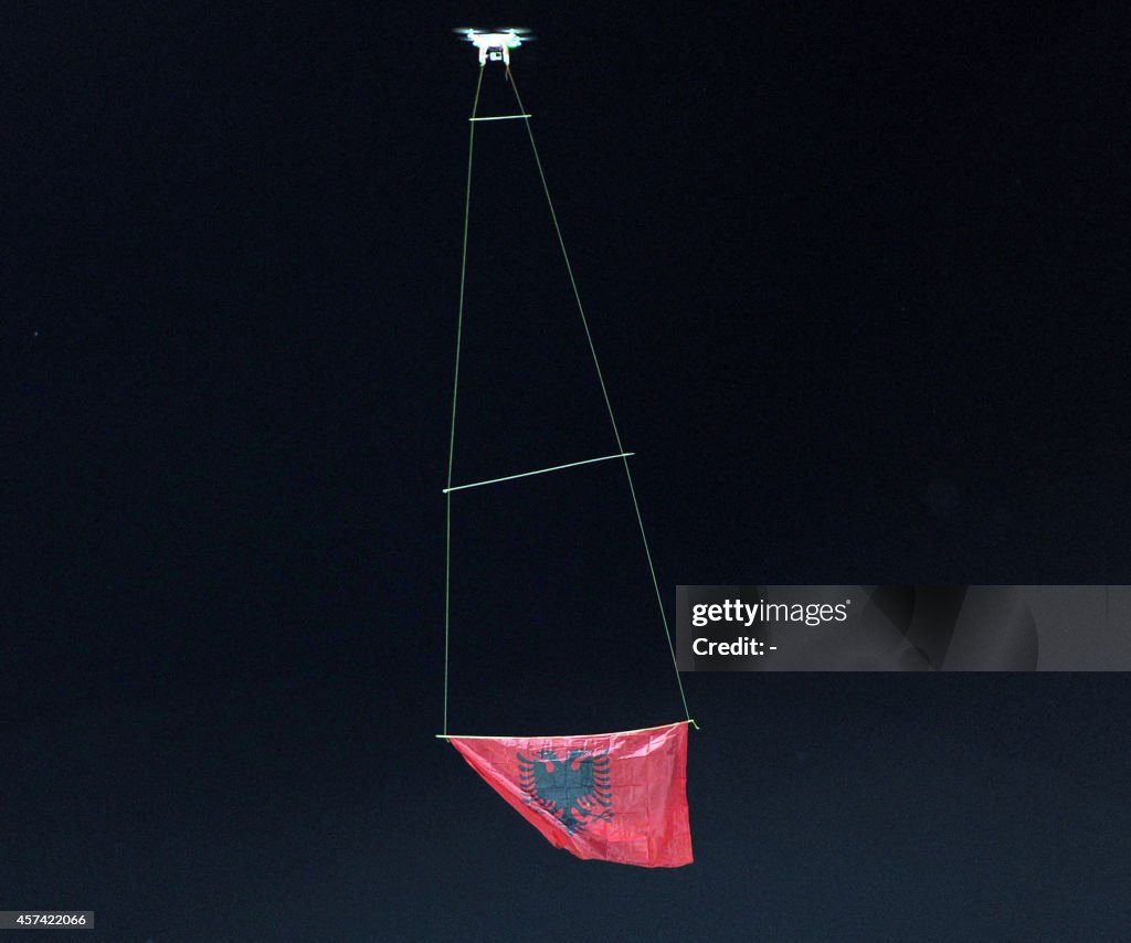 FBL-ALBANIA-SERBIA-DRONE-FLAG