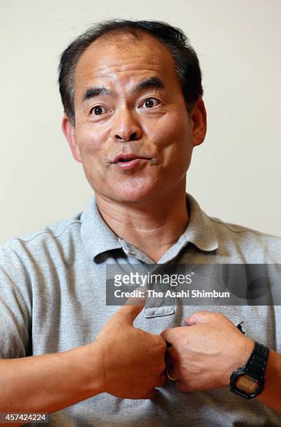 Scientist Shuji Nakamura speaks during an exclusive interview with the Asahi Shimbun on October 17, 2014 in Tokyo, Japan. Nakamura is one of three...