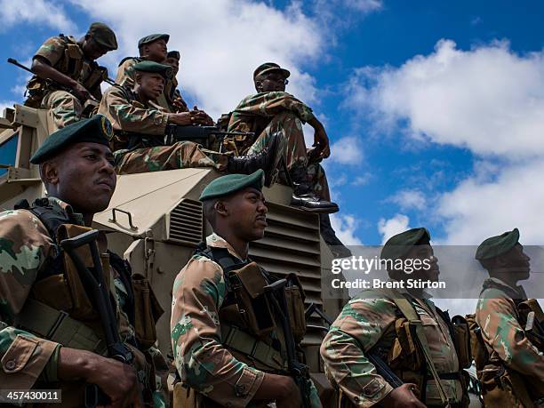 Security is tight for the Nelson Mandela funeral with the Army and Police on full display, Qunu, South Africa, 14 December 2014. An icon of...