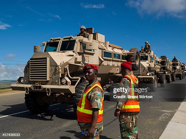 Security is tight for the Nelson Mandela funeral with the Army and Police on full display, Qunu, South Africa, 14 December 2014. An icon of...