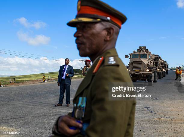 Security is tight for the Nelson Mandela funeral with the Army and Police on full display, Qunu, South Africa, 14 December 2014. An icon of...