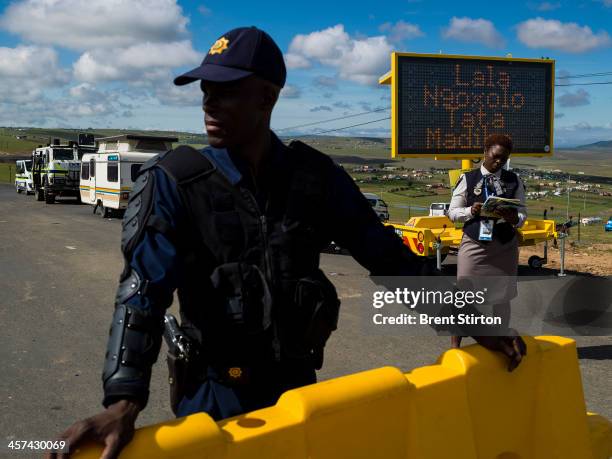 Security is tight for the Nelson Mandela funeral with the Army and Police on full display, Qunu, South Africa, 14 December 2014. An icon of...