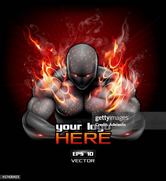 bodybuilding poster design - flame logo 幅插畫檔、美工圖案、卡通及圖標