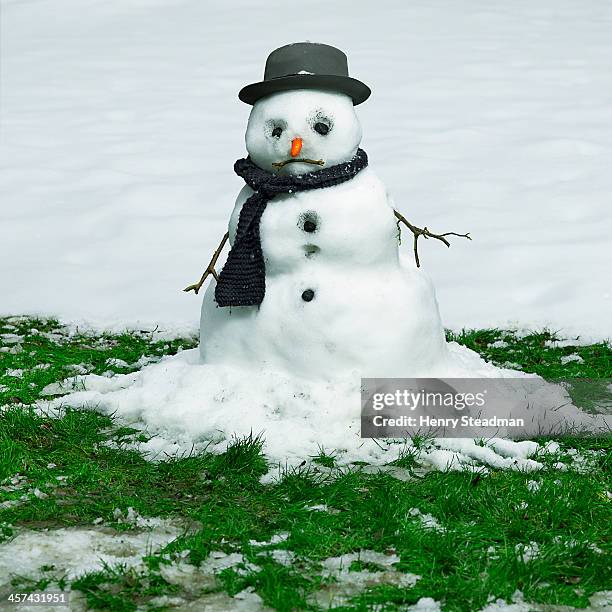 melting snowman - melted snowman stock-fotos und bilder