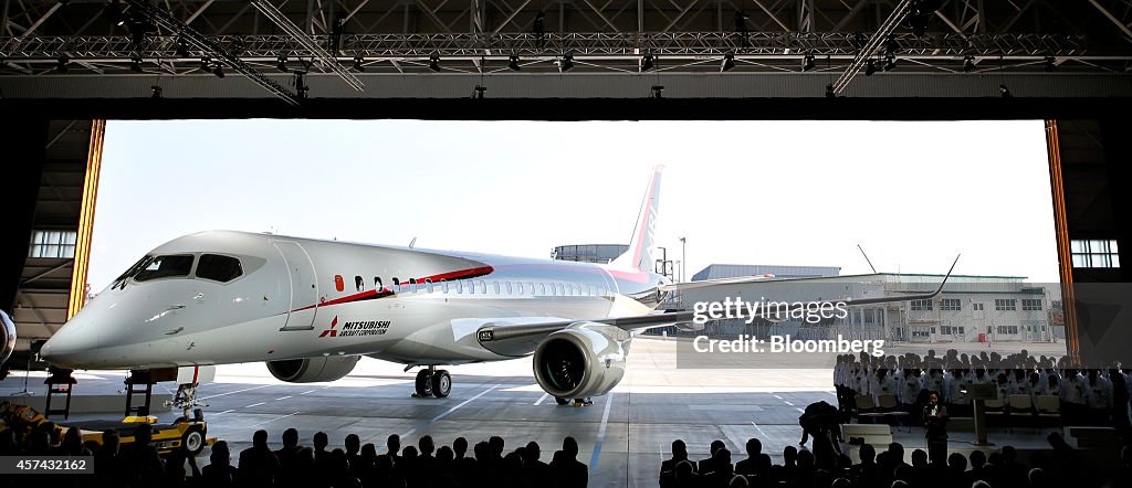 Mitsubishi Aircraft Corp. Unveils First MRJ Passenger Jet After Four-Year Delay