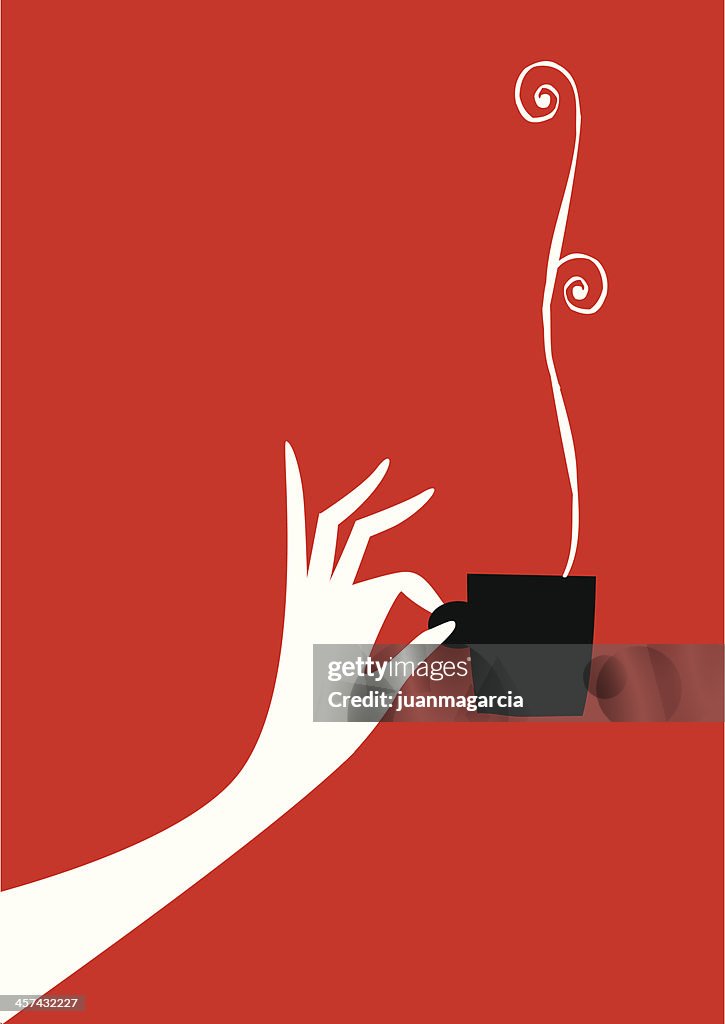 Woman hand with cup of coffee or tea.