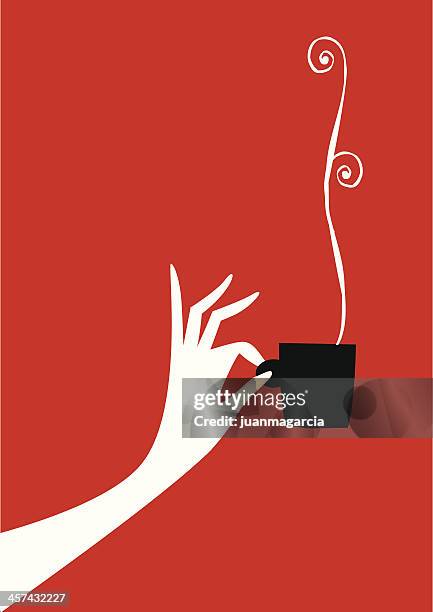 woman hand with cup of coffee or tea. - tea cup stock illustrations