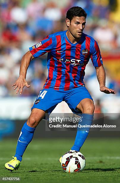 Jaime Gavilan of Levante in action during the La Liga match between Levante UD and Real Madrid at Ciutat de Valencia on October 18, 2014 in Valencia,...