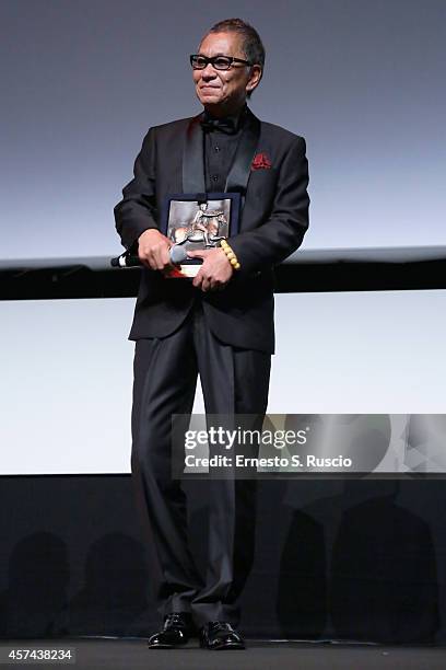 Takashi Miike is awarded With The Maverick Director Award during the 9th Rome Film Festival on October 18, 2014 in Rome, Italy.