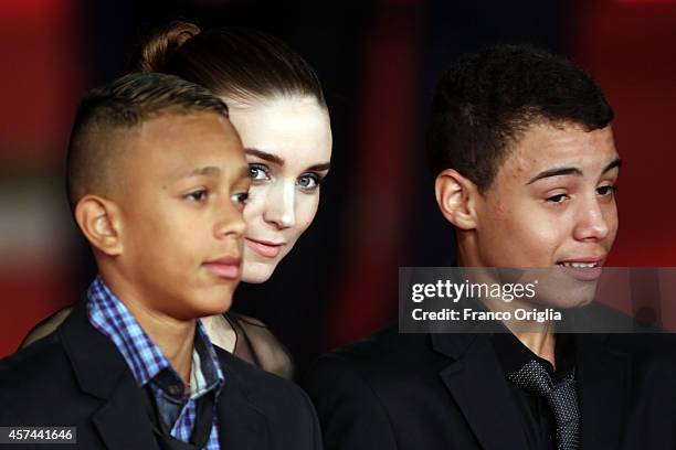 Eduardo Luis, , Rooney Mara and Gabriel Weinstein attend the 'Trash' Red Carpet during the 9th Rome Film Festival on October 18, 2014 in Rome, Italy.