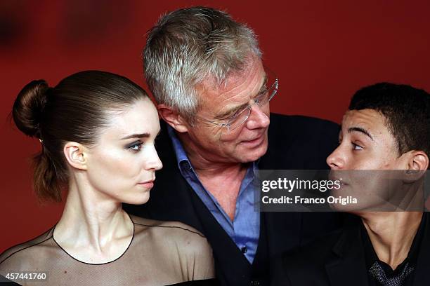 Rooney Mara, Director Stephen Daldry and Gabriel Weinstein attend 'Trash' Red Carpet during the 9th Rome Film Festival on October 18, 2014 in Rome,...