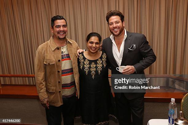 Chefs Aaron Sanchez, Maneet Chauhan and Scott Conant attend CHOPPED! Best Bloody Mary Brunch Perfected By ABSOLUT during the Food Network New York...