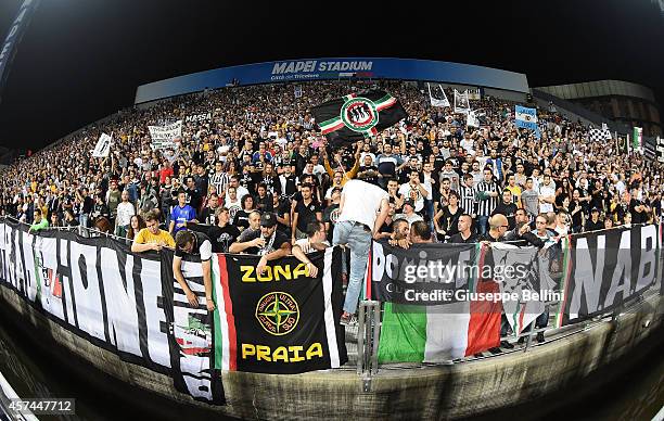 Fans of Juventus during the Serie A match between US Sassuolo Calcio and Juventus FC at Mapei Stadium on October 18, 2014 in Reggio nell'Emilia,...