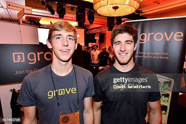 Grove Labs co-founders Jamie Byron and Gabe Blanchet attend the 2014 Kairos Global Summit at Ritz-Carlton Laguna Nigel on October 18, 2014 in Dana...