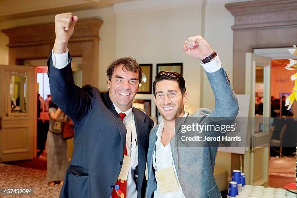 Founder and Managing Director of 'Draper Fisher Jurvetson' Tim Draper, and Global Summit Director of The Kairos Society Aaron Barker attend the 2014...