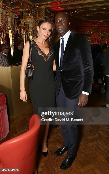 Michele Tagliani and Ozwald Boateng attend the Sindika Dokolo Art Foundation dinner at Cafe Royal on October 18, 2014 in London, England.