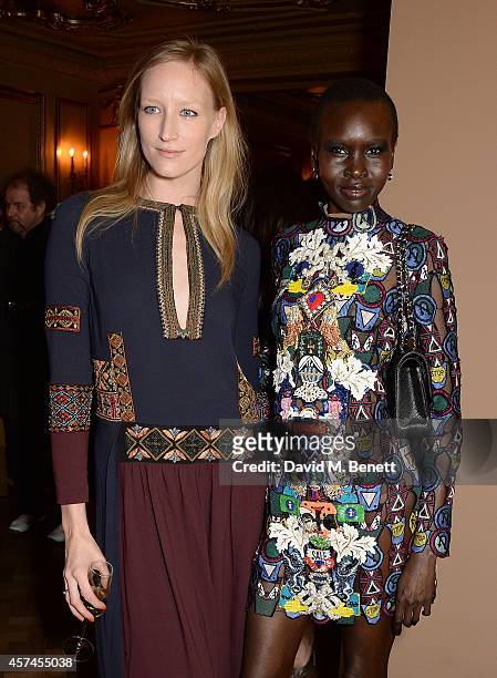 Jade Parfitt and Alex Wek attend the Sindika Dokolo Art Foundation dinner at Cafe Royal on October 18, 2014 in London, England.