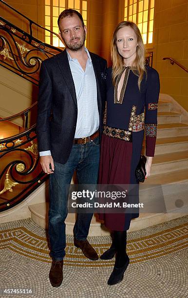 Jack Dyson and Jade Parfitt attend the Sindika Dokolo Art Foundation dinner at Cafe Royal on October 18, 2014 in London, England.