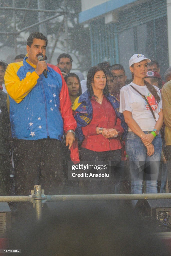 Venezuelan President Maduro speaks during a rally in Caracas