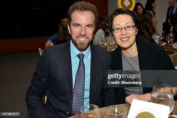 David Barber, president and co-owner of Blue Hill restaurants, left, and Angela Buchdahl, senior cantor of Central Synagogue, attend a gala for the...