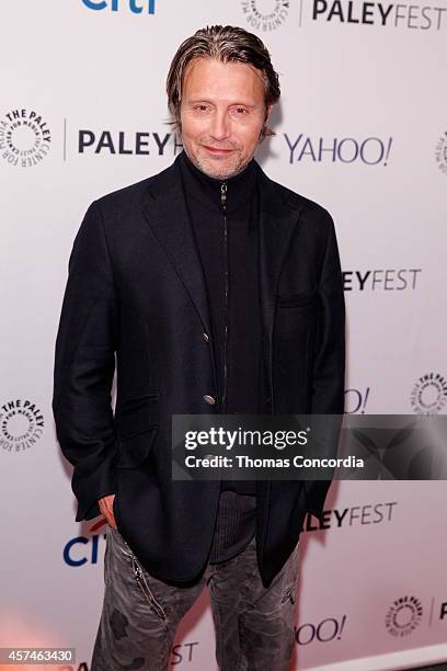 Mads Mikkelsen arrives at Paley Center For Media on October 18, 2014 in New York, New York.