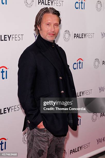 Mads Mikkelsen arrives at Paley Center For Media on October 18, 2014 in New York, New York.