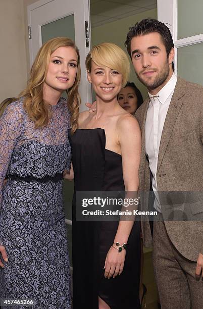 Actors Emily VanCamp, Karine Vanasse and Joshua Bowman attend the 24th Annual Environmental Media Awards presented by Toyota and Lexus at Warner...