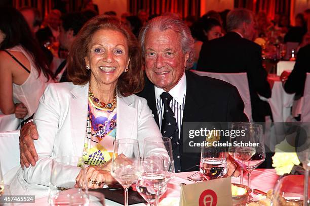 Toni Meggle and his wife Marina attend the Monti Memorial Charity Gala at Hotel Vier Jahreszeiten on October 18, 2014 in Munich, Germany.