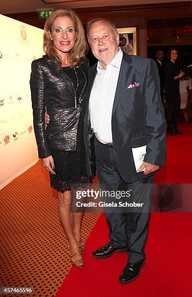 Joseph Vilsmaier and his girlfriend Birgit Muth attend the Monti Memorial Charity Gala at Hotel Vier Jahreszeiten on October 18, 2014 in Munich,...