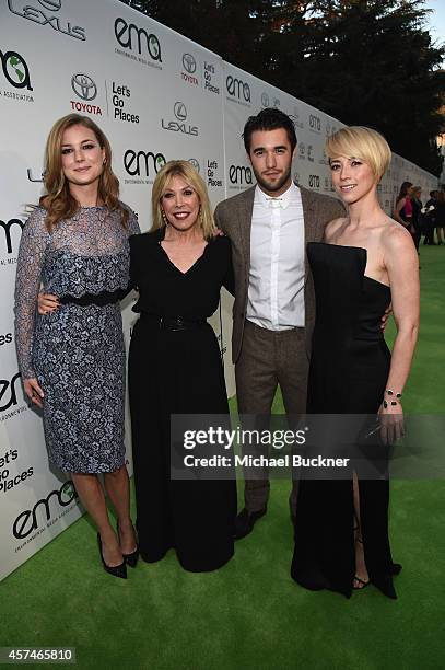 Actors Emily VanCamp, EMA President Debbie Levin, Joshua Bowman and Karine Vanasse attend the 24th Annual Environmental Media Awards presented by...