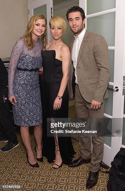 Actors Emily VanCamp, Karine Vanasse and Joshua Bowman attend the 24th Annual Environmental Media Awards presented by Toyota and Lexus at Warner...