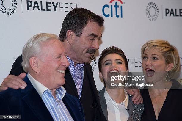 Actors Len Carion, Tom Selleck, Sami Gayle and Amy Carlson attend the 2nd Annual Paleyfest of "Blue Bloods" at the Paley Center For Media on October...